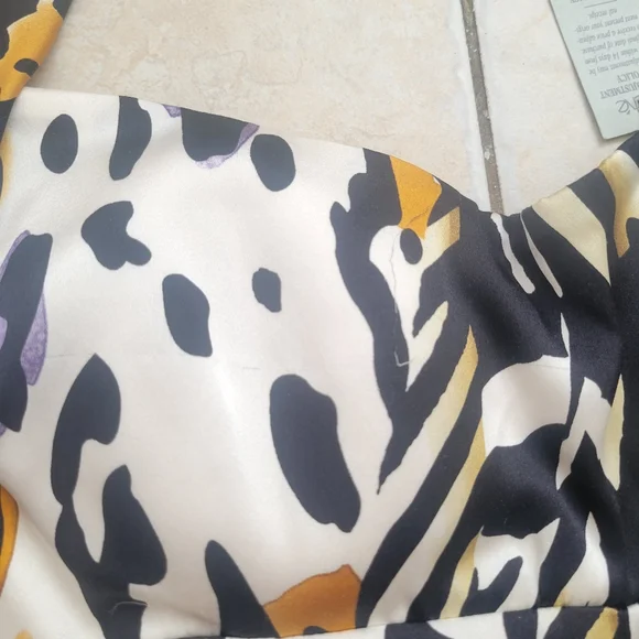 Cache Animal Leopard Zebra print ruched Silk Bodycon Cap sleeve Mini dress In 12 - Picture 12 of 13